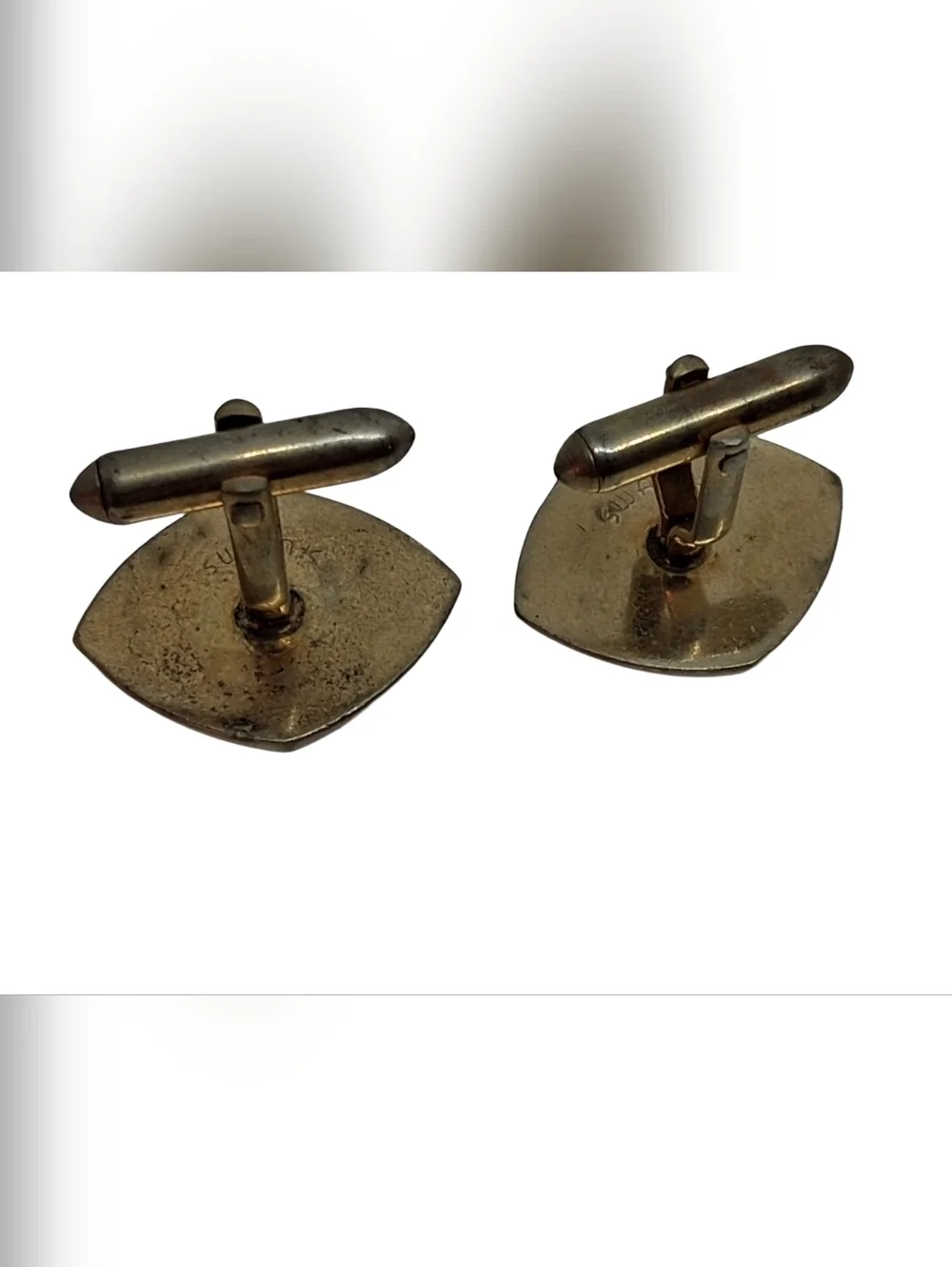 Vintage SWANK Silver Tone & Gold Tone Etched Starburst Cufflinks - Mid Century